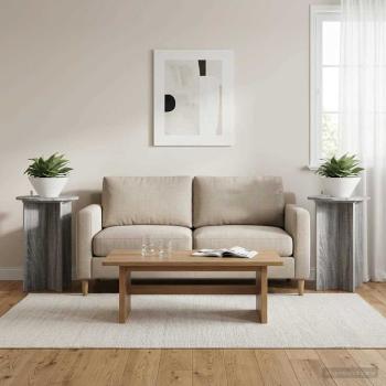 ARDEBO.de - Pflanzenständer 2 Stk. Sonoma-Grau Ø40 x 60 cm Holzwerkstoff