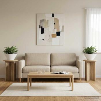 ARDEBO.de - Pflanzenständer 2 Stk. Sonoma-Eiche Ø29,5 x 40 cm Holzwerkstoff