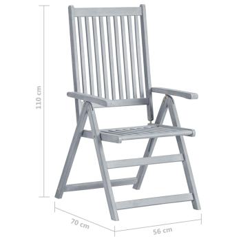 Verstellbare Gartenstühle 3 Stk. mit Auflagen Massivholz Akazie