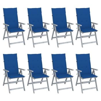 ARDEBO.de - Verstellbare Gartenstühle mit Auflagen 8 Stk. Grau Akazienholz