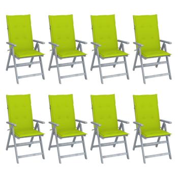 ARDEBO.de - Verstellbare Gartenstühle mit Auflagen 8 Stk. Grau Akazienholz