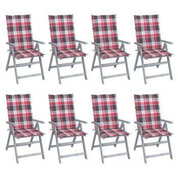 ARDEBO.de - Verstellbare Gartenstühle mit Auflagen 8 Stk. Grau Akazienholz