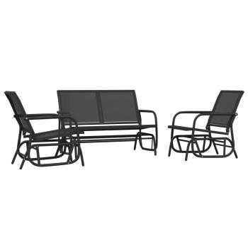 3-tlg. Garten-Lounge-Set Schaukel Schwarz Textilene und Stahl