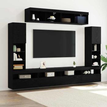 TV-Schrankset 6 pcs Schwarz Eichen-Optik Holzwerkstoff