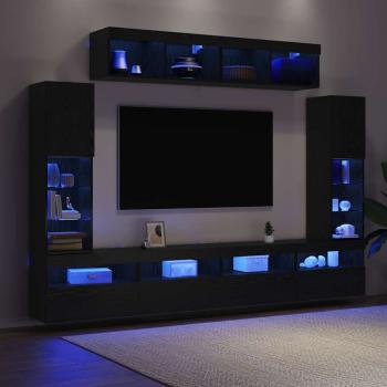TV-Schrankset 6 pcs Schwarz Eichen-Optik Holzwerkstoff