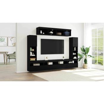TV-Schrankset 6 pcs Schwarz Eichen-Optik Holzwerkstoff