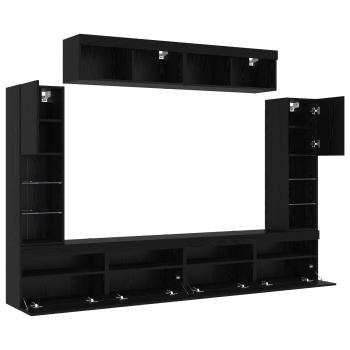 TV-Schrankset 6 pcs Schwarz Eichen-Optik Holzwerkstoff