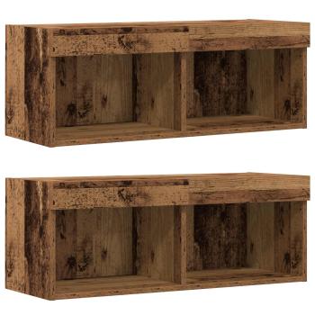 TV-Schrankset mit LED-Lichtleisten 8 pcs Altholz Holzwerkstoff