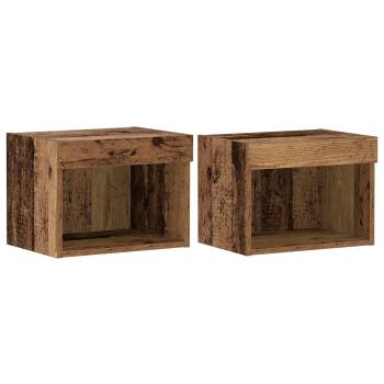TV-Schrankset mit LED-Lichtleisten 8 pcs Altholz Holzwerkstoff