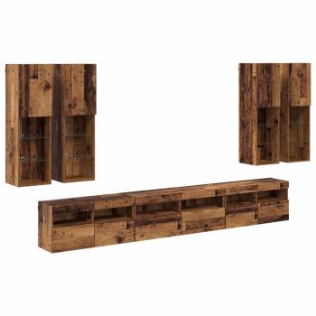 TV-Wandregal-Set 7 stk. Altholz Holzwerkstoff