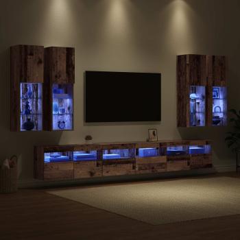 TV-Wandregal-Set 7 stk. Altholz Holzwerkstoff