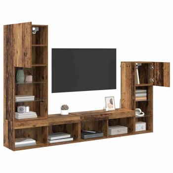 TV-Wandgeräte 4 Stk. Altholz Holzwerkstoff