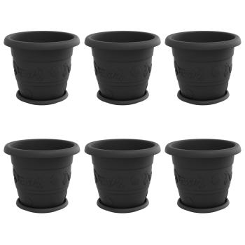 Blumentöpfe 6 stk. Schwarz Ø 30 x 25 cm Kunststoff