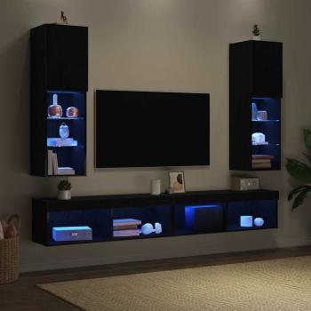 TV-Schrankset 2 stk. Schwarz Eichen-Optik Holzwerkstoff