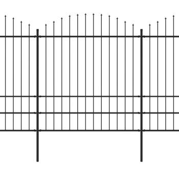 Gartenzaun mit Speerspitze Stahl 1781,5 x 200 cm Schwarz