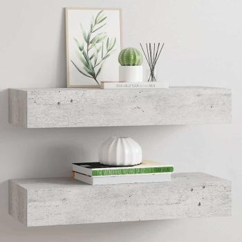 ARDEBO.de - Wandregale mit Schubladen 2 Stk. Betongrau 60x23,5x10 cm MDF