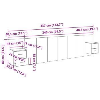 Kopfteil mit Schrank 3 Stk. Artisan-Eiche Holzwerkstoff