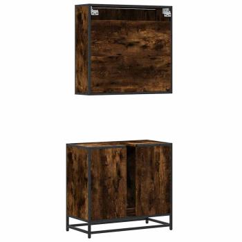 2-tlg. Badmöbel-Set Räuchereiche Holzwerkstoff