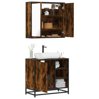 ARDEBO.de - 2-tlg. Badmöbel-Set Räuchereiche Holzwerkstoff