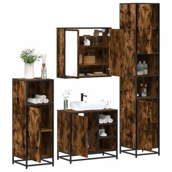 ARDEBO.de - 4-tlg. Badmöbel-Set Räuchereiche Holzwerkstoff