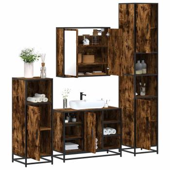 ARDEBO.de - 4-tlg. Badmöbel-Set Räuchereiche Holzwerkstoff