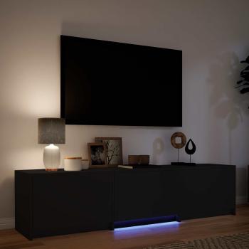 Fernsehschrank mit LED 165 x 34 x 40 cm Schwarz Holzwerkstoff