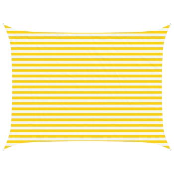 Sonnensegel Gelb und Weiß 4 x 3 m 100 % Polyester Oxford