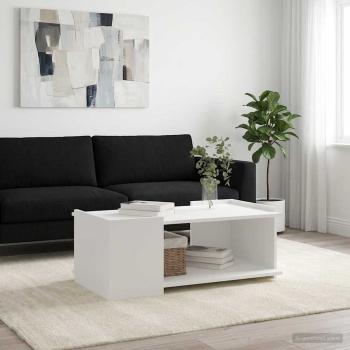 ARDEBO.de - Couchtisch Weiß 90 x 50 x 33 cm Holzwerkstoff