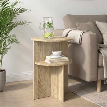 ARDEBO.de - Beistelltisch Sonoma-Eiche Ø 39,5 x 55 cm Holzwerkstoff