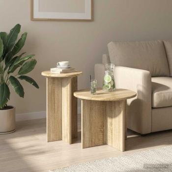ARDEBO.de - Beistelltisch-Set 2 Stk. Sonoma-Eiche Ø 45 x 35 cm