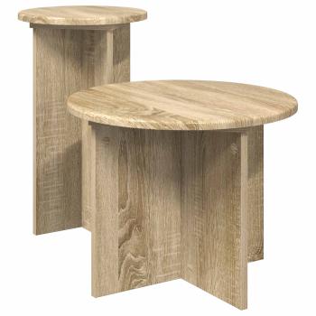 Beistelltisch-Set 2 Stk. Sonoma-Eiche Ø 45 x 35 cm