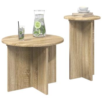 Beistelltisch-Set 2 Stk. Sonoma-Eiche Ø 45 x 35 cm