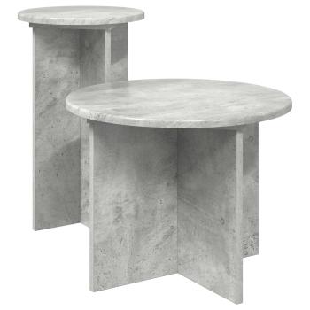 Beistelltisch-Set 2 Stk. Betongrau Ø 45 x 35 cm Holzwerkstoff