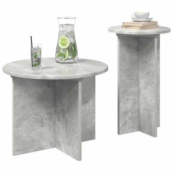 Beistelltisch-Set 2 Stk. Betongrau Ø 45 x 35 cm Holzwerkstoff