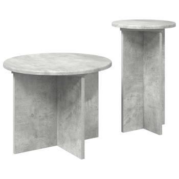 Beistelltisch-Set 2 Stk. Betongrau Ø 45 x 35 cm Holzwerkstoff