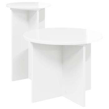 Beistelltisch-Set 2 Stk. Hochglanz Weiß Ø 45 x 35 cm