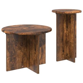 Beistelltisch-Set 2 Stk. Räuchereiche Ø 45 x 35 cm