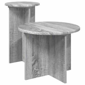Beistelltisch-Set 2 Stk. Sonoma-Grau Ø 45 x 35 cm Holzwerkstoff