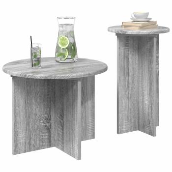 Beistelltisch-Set 2 Stk. Sonoma-Grau Ø 45 x 35 cm Holzwerkstoff
