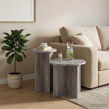 Beistelltisch-Set 2 Stk. Sonoma-Grau Ø 45 x 35 cm Holzwerkstoff