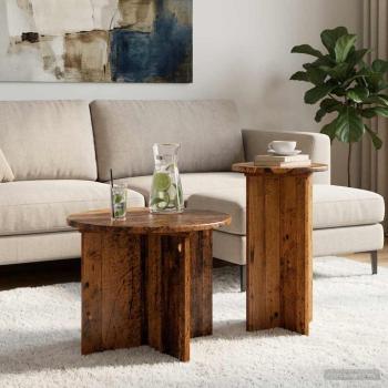 ARDEBO.de - Beistelltisch-Set 2 Stk. Altholz Ø 45 x 35 cm Holzwerkstoff