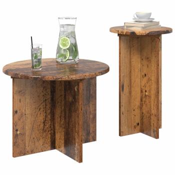 Beistelltisch-Set 2 Stk. Altholz Ø 45 x 35 cm Holzwerkstoff
