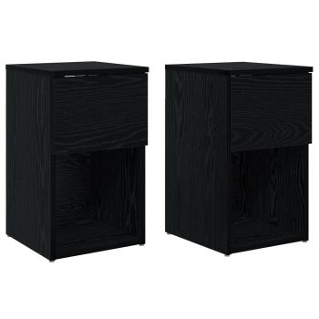 Bettschrank 2 Stk. Schwarz Eichen-Optik 29 x 31,5 x 49 cm