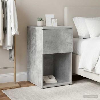 ARDEBO.de - Bettschrank Betongrau 29 x 31,5 x 49 cm Holzwerkstoff