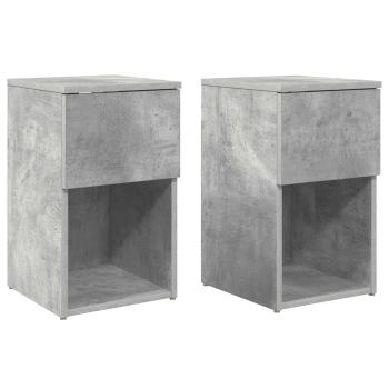 Bettschrank 2 Stk. Betongrau 29 x 31,5 x 49 cm Holzwerkstoff