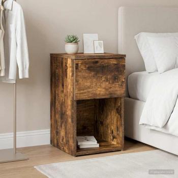 ARDEBO.de - Bettschrank Räuchereiche 29 x 31,5 x 49 cm Holzwerkstoff