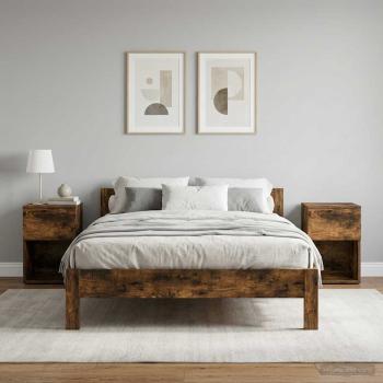 ARDEBO.de - Bettschrank 2 Stk. Räuchereiche 29 x 31,5 x 49 cm Holzwerkstoff