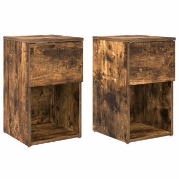 Bettschrank 2 Stk. Räuchereiche 29 x 31,5 x 49 cm Holzwerkstoff