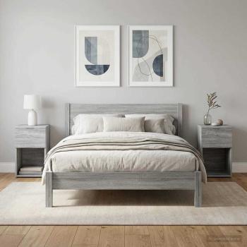 ARDEBO.de - Bettschrank 2 Stk. Sonoma-Grau 29 x 31,5 x 49 cm Holzwerkstoff