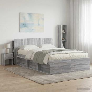Kopfteil Schrank mit Speicher Graues Sonoma Holzwerkstoff